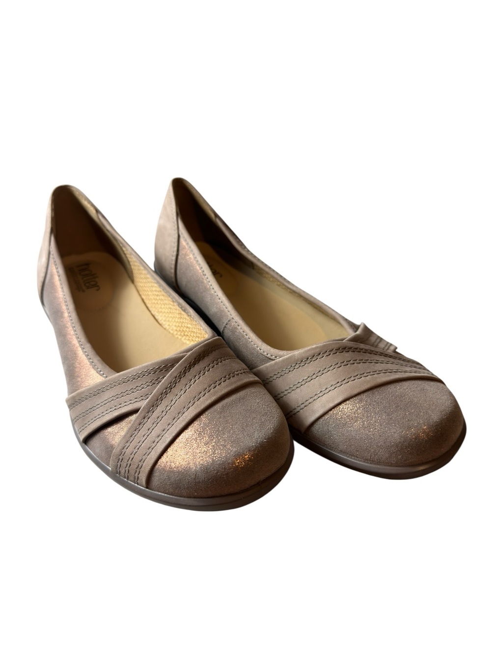 hotter Women's Metallic Taupe Slip-On Ballet Flats